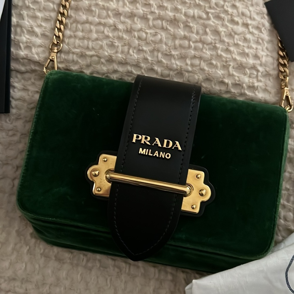 Prada Green Velvet Crossbody Bag